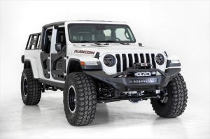 Jeep Gladiator JT Bumper - Front - Addictive Desert Designs - Stealth Fighter Full Length with Winch Mount & Top Hoop - Hammer Black Powder Coat - `20-`27